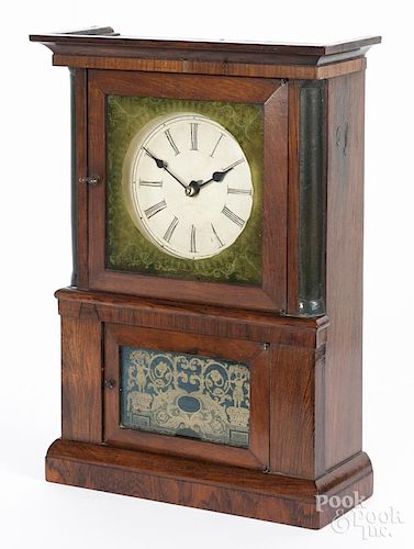 J.J. Beals Empire rosewood veneer mantel clock, 19th c., 14 1/2'' h.