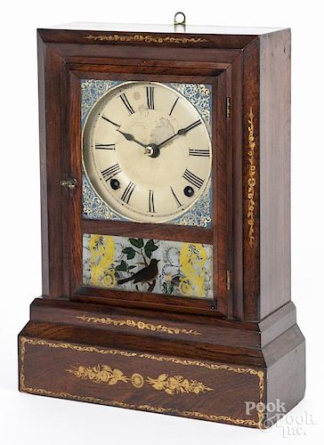 Forestville rosewood veneer mantel clock, 19th c., 15'' h.