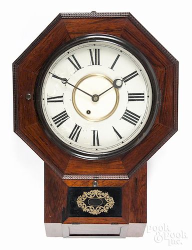Atkins rosewood veneer wall clock, 19th c., 24 1/2'' h.