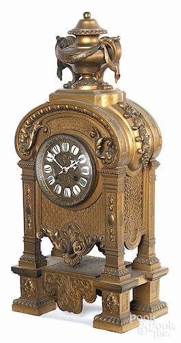 French gilt metal mantel clock, 19th c., with Marti works, 20 1/4'' h.