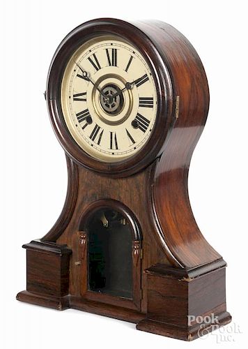 Rosewood veneer mantel clock, 19th c., 16 1/4'' h.