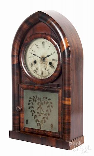 Daniel Pratt & Sons mahogany beehive mantel clock, 19th c., 18 1/2'' h.