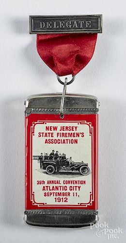 Unusual New Jersey State Firemen's Association match vesta safe, 35th Annual Convention