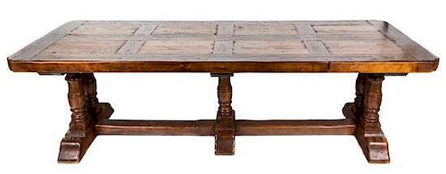 A Northern European Oak Refectory Table Height 29 3/4 x width 98 1/2 x depth 35 1/2 inches.