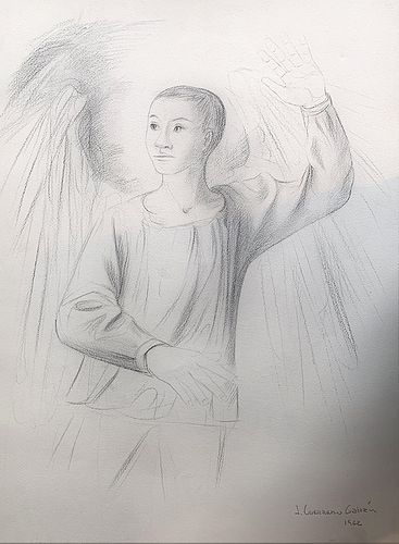 Jesus Guerrero Galvan (Mexico, 1910-1973) Angel, 1962, graphite on paper
