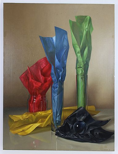 Enrique Campuzano (Chile, b. 1948) Papeles de Colores, 1989, 39.4 x 28.7 in.