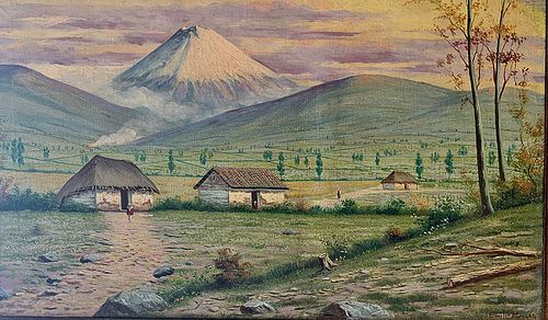 Emilio Moncayo (Ecuador, 1895-1970) Ecuador's Landscape/Paisaje de Ecuador, oil on canvas