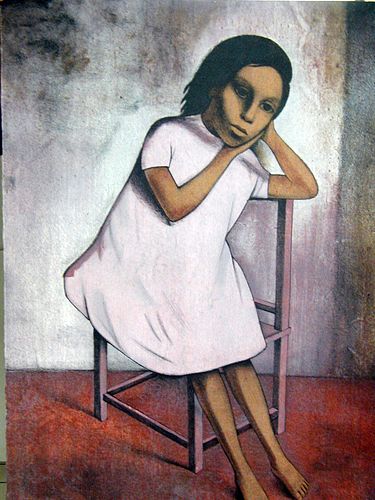 Gustavo Montoya (Mexico, 1905-2003) Nina en Violeta, 1985, lithograph, 30 x 16.3 in. 