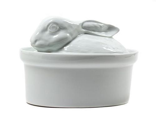 A White Porcelain Covered Tureen Length 9 1/4 inches.