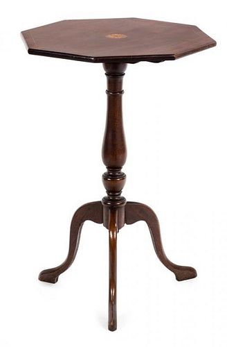 A Regency Inlaid Mahogany Table Height 24 x diameter 16 inches.