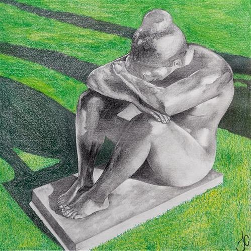 Artist Unknown, (American, 20th century), depicting Le Nuit by Aristide Maillol, once located in the gardens at the Kluge estate