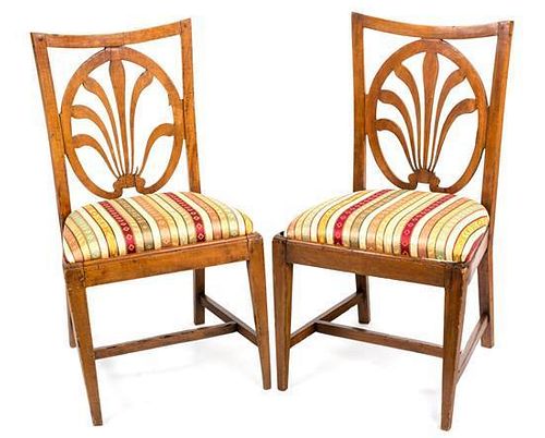 A Pair of North European Beechwood Side Chairs Height 35 inches.