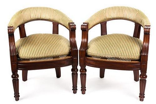 A Pair of Regency Style Mahogany Tub-Back Chairs Height 32 1/2 inches