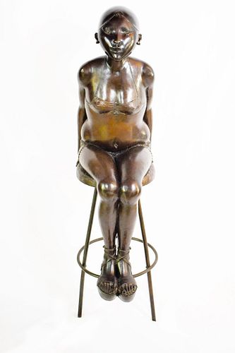 Cornelis Zitman (Netherlands-Venezuela, 1926-2016) Seated Woman, 1996, bronze sculpture brown patina