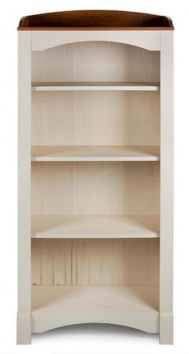 A White-Painted Bookshelf Height 62 3/4 x width 29 1/2 x depth 12 inches.