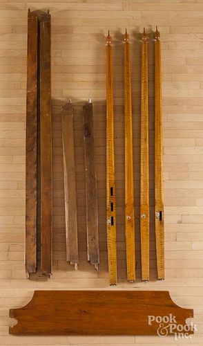 Tiger maple pencil post bed, 19th c., 76 1/2'' h., 52'' w., 83'' d.