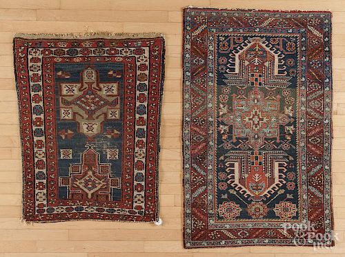 Two Hamadan mats, ca. 1930, 4'5'' x 2'9'' and 3'5'' x 2'6''.