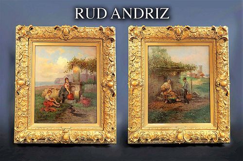 Pair Of 19th Century Oil On Canvas Signed By Rud Andriz