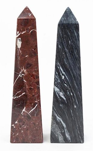 * Two Marble Obelisks Height 12 inches.