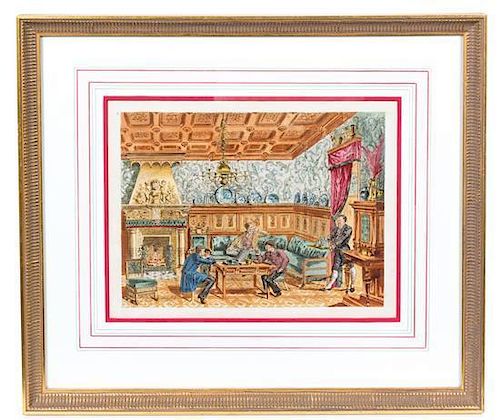 * A Pair of Hand Colored Interior Illustrations First 9 x 12 1/2 inches (visible).