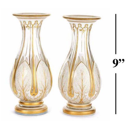 Pair of 19th C. Bohemian Clear Cut Glass Vases