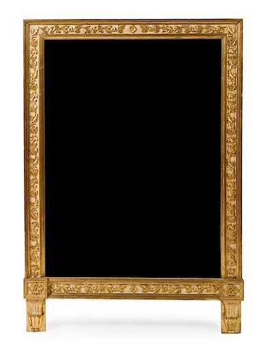 An Italian Painted and Parcel Gilt Mirror Height 48 x width 33 1/4 inches.