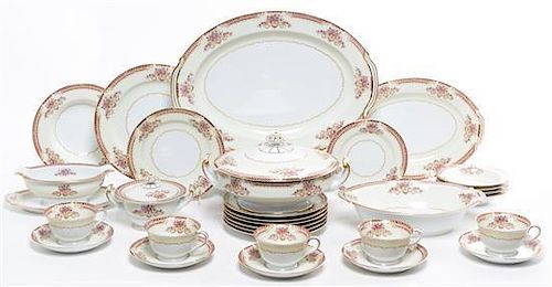 A Partial Set of Noritake Porcelain Dinnerware Diameter of dinner plate 10 inches.
