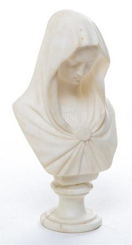 A Continental Alabaster Bust Height 8 7/8 inches.