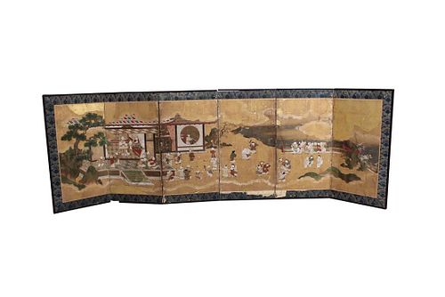19th C. Chinese Six Panel Table Screen
