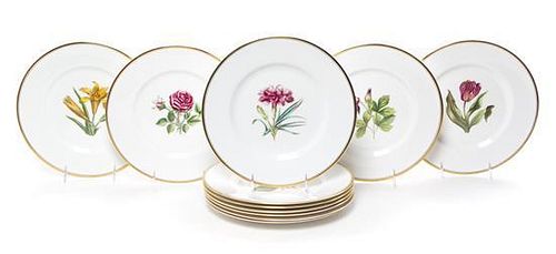 A Suite of Eleven Royal Worcester Porcelain Plates Diameter 10 1/2 inches.