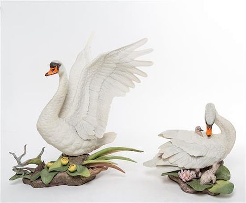* Two Boehm Mute Swans Height of taller 17 1/4 inches.