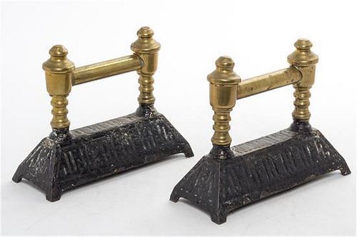 A Pair of Brass and Iron Boot Scrapers Width 7 1/2 inches.