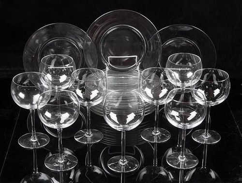 * A Group of Twelve Seneca Wine Glasses Height of first 7 1/4 inches.