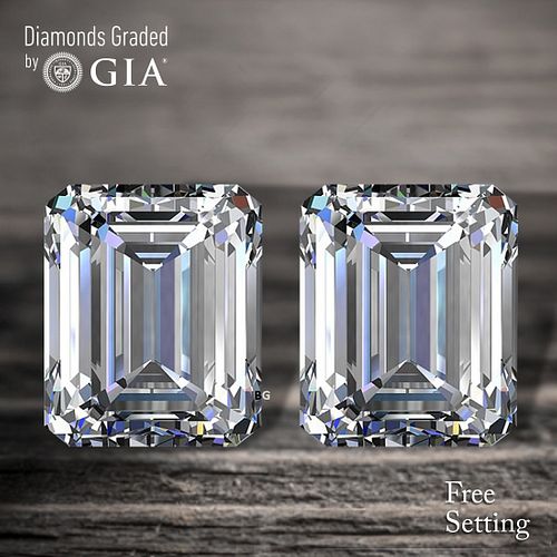 7.35 carat diamond pair Type IIa Emerald cut Diamond GIA Graded 1) 3.65 ct, Color D, FL 2) 3.70 ct, Color D, FL. Appraised Value: $845,200 