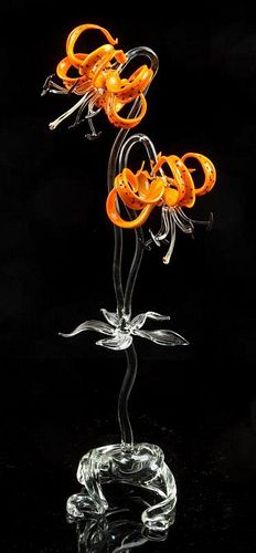 * An American Studio Glass Sculpture, Ronnie Hughes (b. 1954) Height 18 1/2 inches.