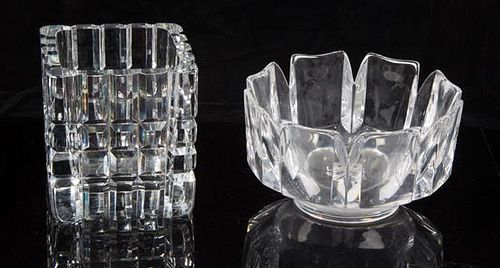 * Two Orrefors Glass Articles Height of first 6 1/2 inches.