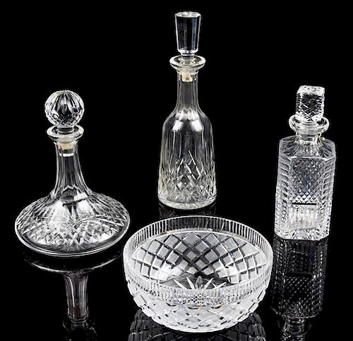 Three Waterford Cut Glass Decanters Height of taller 13 1/4 inches.