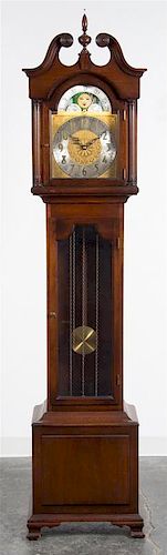 An American Mahogany Tall Case Clock Height 79 1/2 inches.