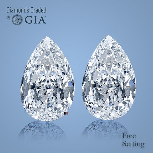 4.02 carat diamond pair Type IIa Pear cut Diamond GIA Graded 1) 2.01 ct, Color D, VVS1 2) 2.01 ct, Color D, VVS1. Appraised Value: $212,400 