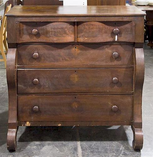 An American Empire Mahogany Chest Of, 45 Inch Width Dresser Height