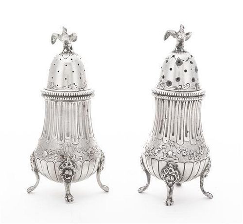 * Two German Silver Casters Height 5 inches.