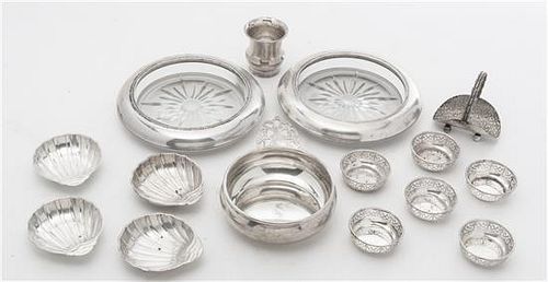 * A Group of Silver Table Articles Diameter of largest 7 inches.
