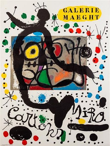 * After Joan Miro, (Spanish, 1893-1983), Exhibition Poster for Cartons at Galerie Maeght, 1976