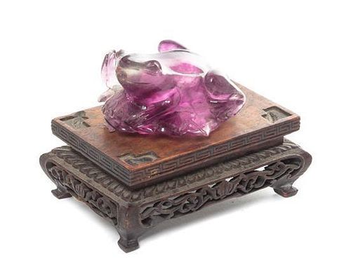 * A Chinese Carved Amethyst Frog Diameter of plate 9 3/4 inches.