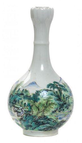 A Polychrome Enameled Porcelain Vase Height 8 1/2 inches.