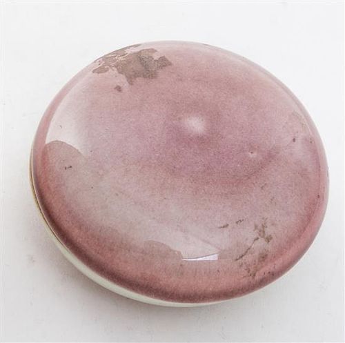 A Peach-Bloom Glazed Circular Box and Cover Diameter 3 1/4 inches.