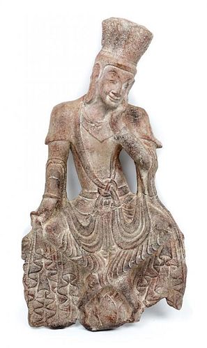 A Carved Stone Figure of Bodhisattva. Height 23 inches.