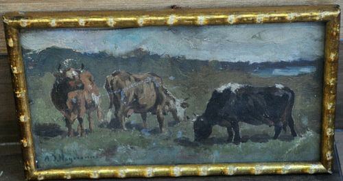LANDSCAPE WITH COWS OIL PAINTING