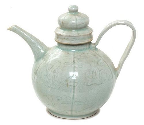 A Qingbai Porcelain Wine Ewer Height 7 1/2 inches.