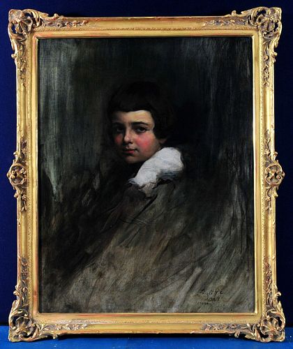 PORTRAIT OF A YOUNG BOY  OIL PAINTING
